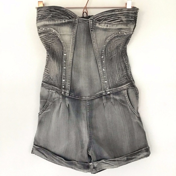 Boom Boom Jeans Pants - Boom Boom Jeans Strapless Studded Romper Medium